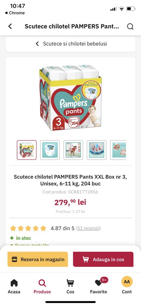 Scutece chilotel PAMPERS nr 3