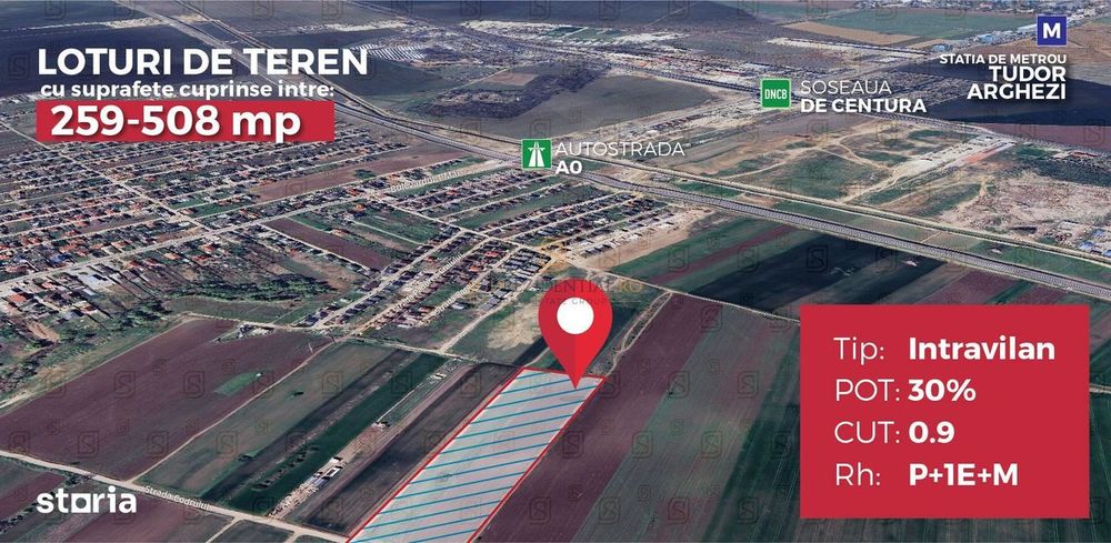 Lot de teren intravilan, 500 mp, Bd. 1 Mai, intrare Comuna Berceni