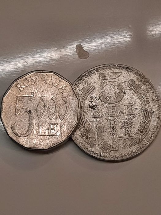 Monede vechi 5 lei si 5000 lei