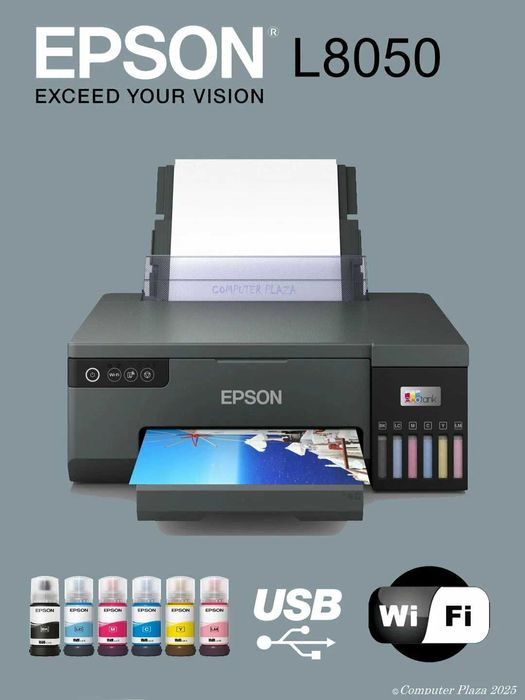 принтер Epson L8050 — цветное МФУ с Wi-Fi, СНПЧ и фотопечатью до A4 !