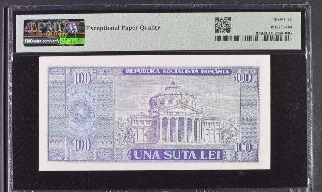 Bancnota gradata PMG 100 lei 1966
