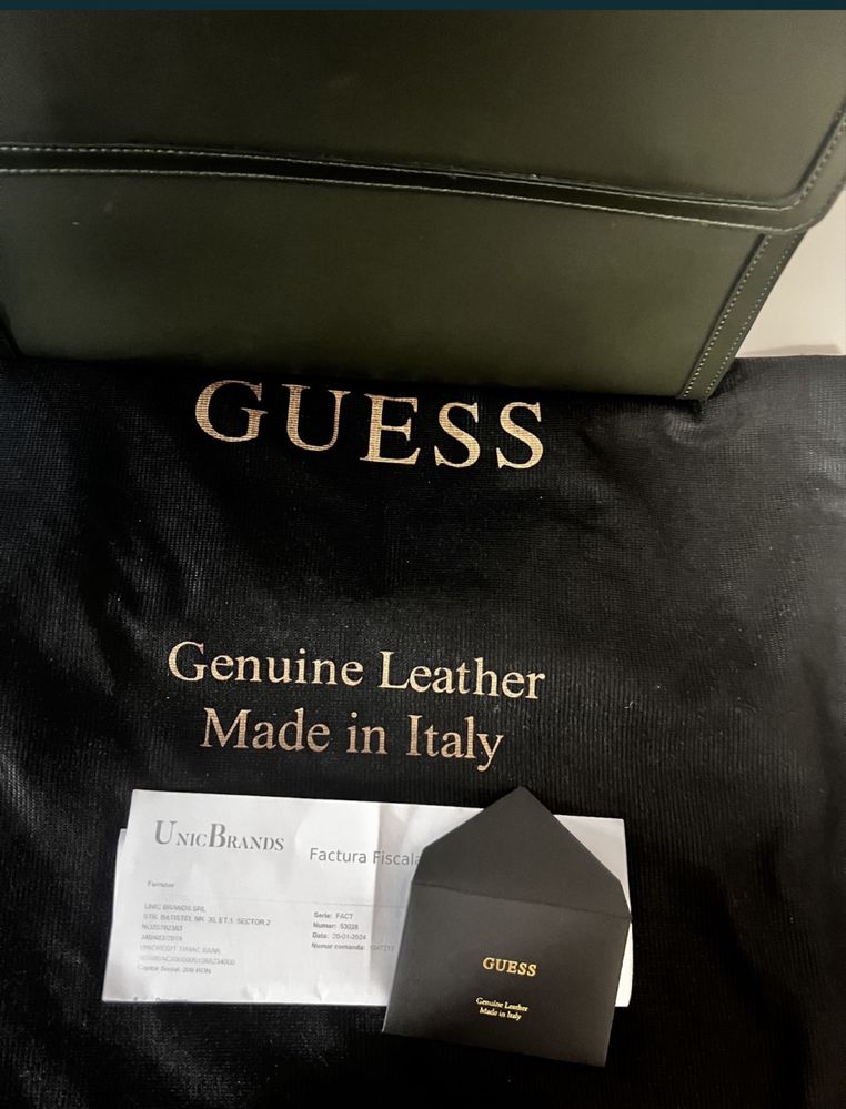 Vand Geanta Guess PIELE Originala Green Factura