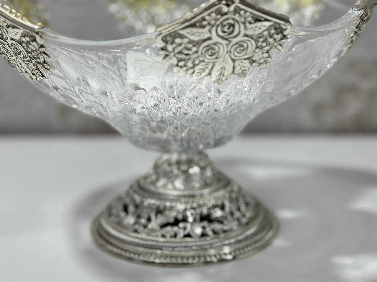 Новая хрустальная ваза orchid silver , высота (баландлиги) 18, диаметр
