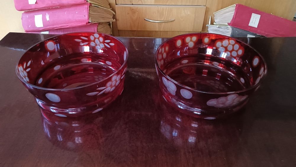 Посуда. Фруктовницы цветной хрусталь ссср.