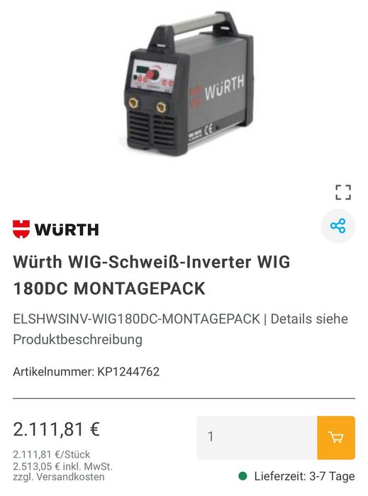 ТОП ЦЕНА! Wurth WiG 180 DC - Инверторен заваръчен електрожен