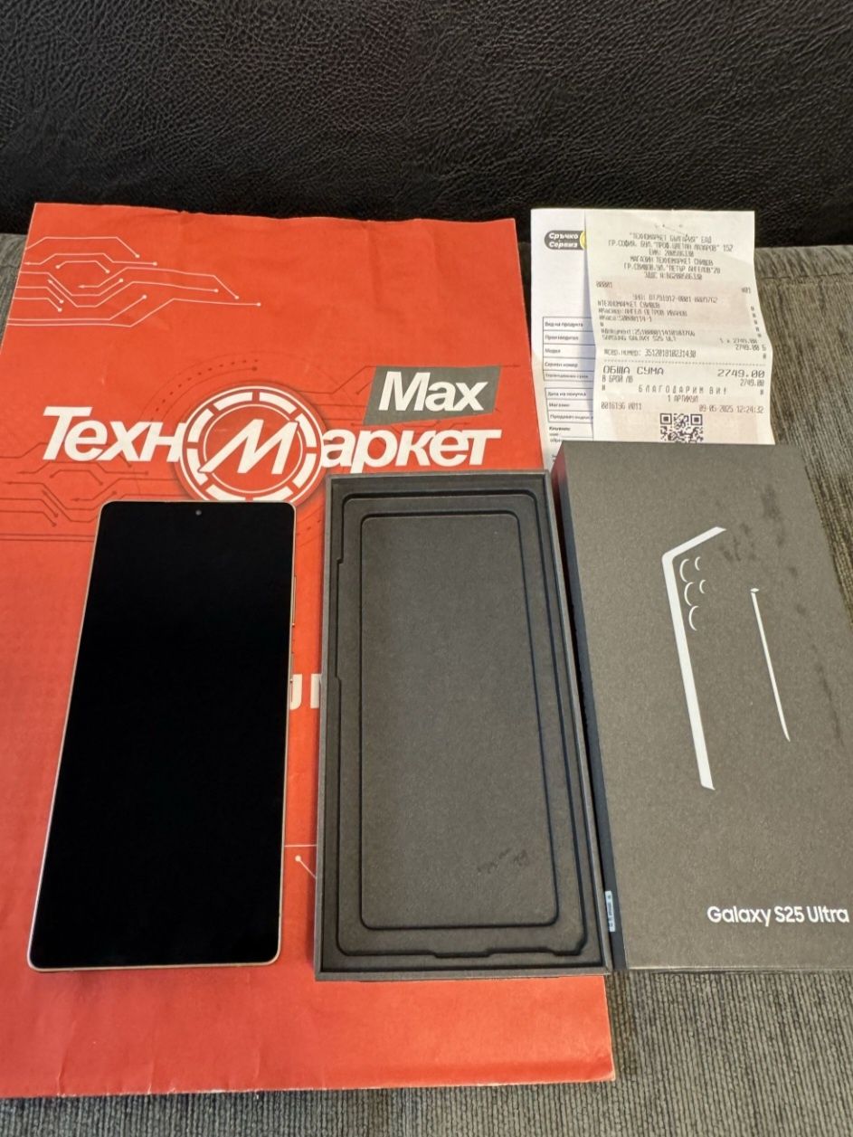КАТО НОВ 512GB Samsung S25 Ultra Техномаркет Гаранция 2027 Black