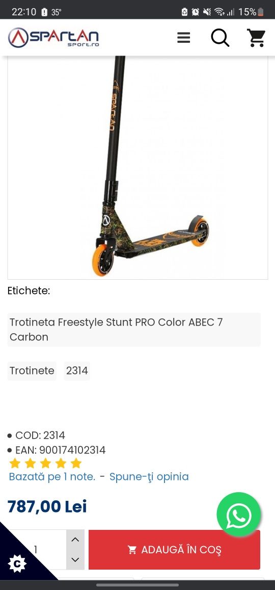 Trotineta Freestyle Stunt PRO Color ABEC 7 Carbon