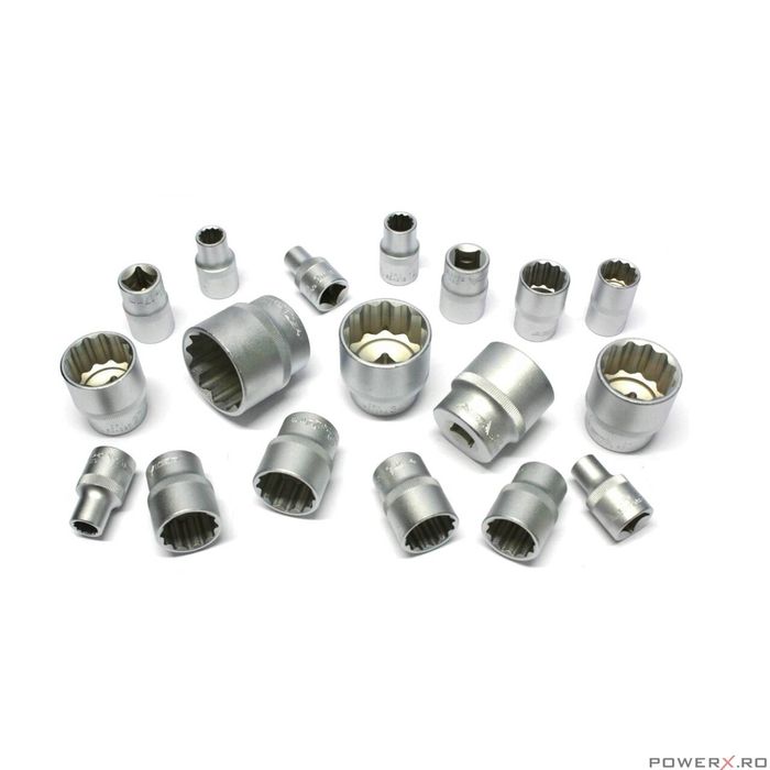 Trusa set 12 chei tubulare 1/2" 8-35 mm, 12 colturi, spline, Asta