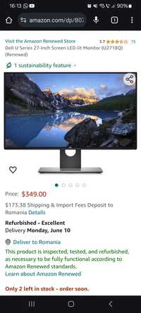 Monitor 27" DELL UltraSharp U2718Q, UHD 4K, LED IPS, Second-hand