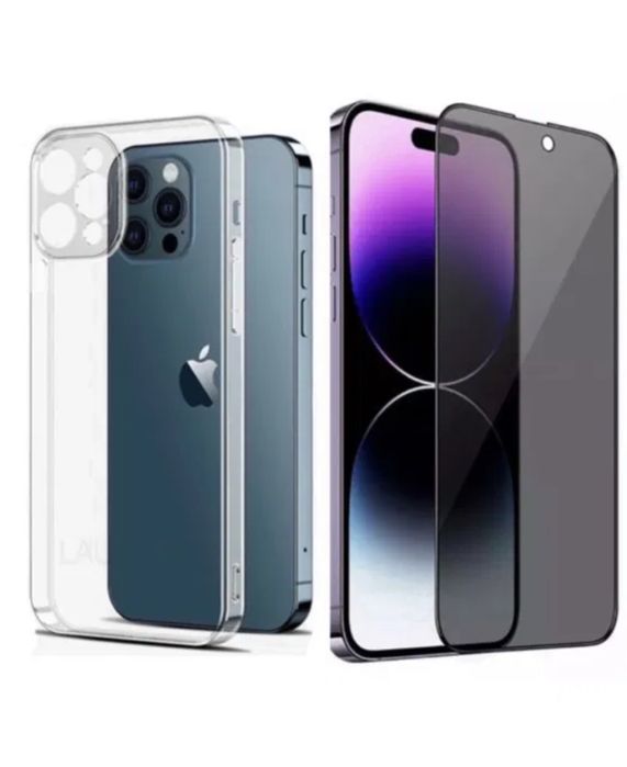 Husa Sircas si Folie Sticla Comp 25D Iphone 14/15/16E/17/PRO/MAX/PLUS