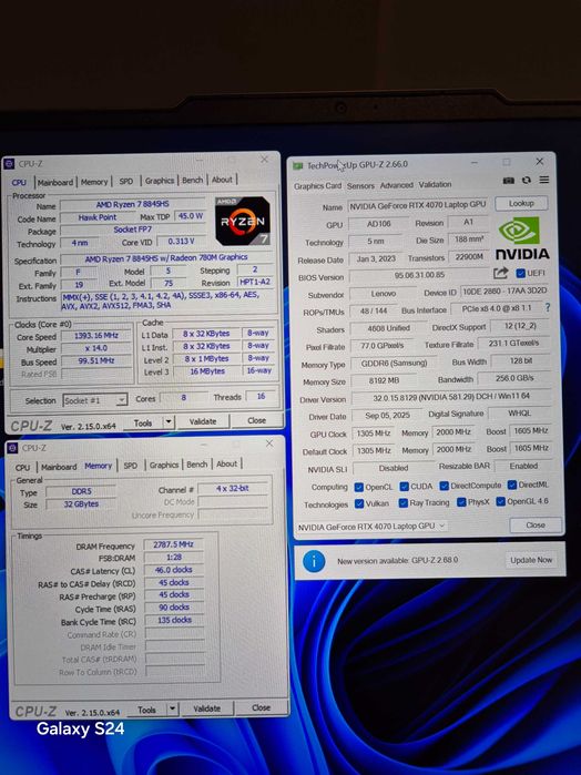 Laptop Legion Slim 5, 16", 8845hs, 32gb, 1tb, RTX 4070 Laptop
