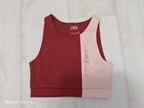 Bustiera sport fete Zara, noua, roz cu grena, 9-10 ani, 140 cm