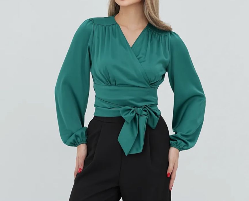 Рубашка атлас изумруд