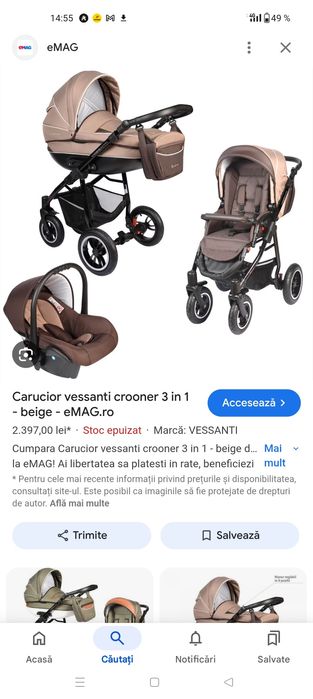 Cărucior vessanti crooner 3 in 1