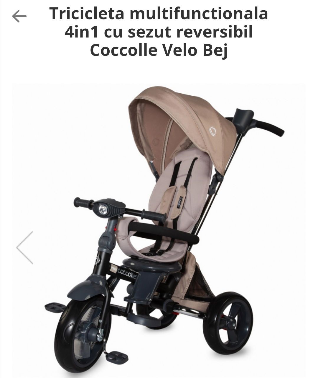 Tricicleta multifuncțională 4 în 1 cu șezut reversibil Coccolle  Velo