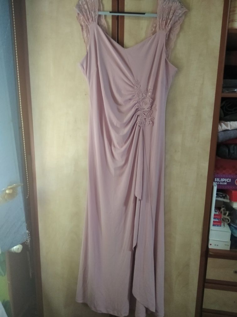 Rochie de ocazie , bleumarin , roz , 44-46 , material ff placut