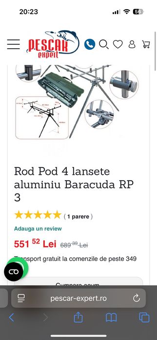 Combo Rod Pod Baracuda RP3 + accesorii + swingere