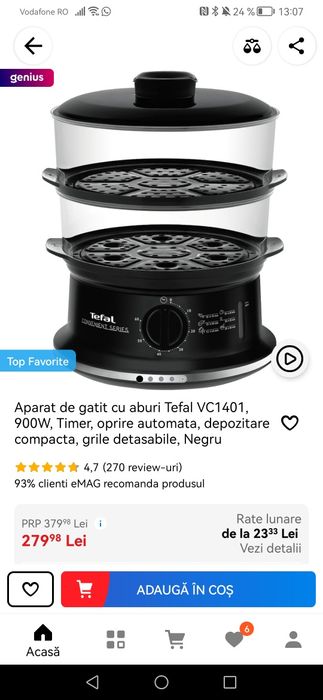 Aparat gatit aburi bebe tefal vc1401 nou