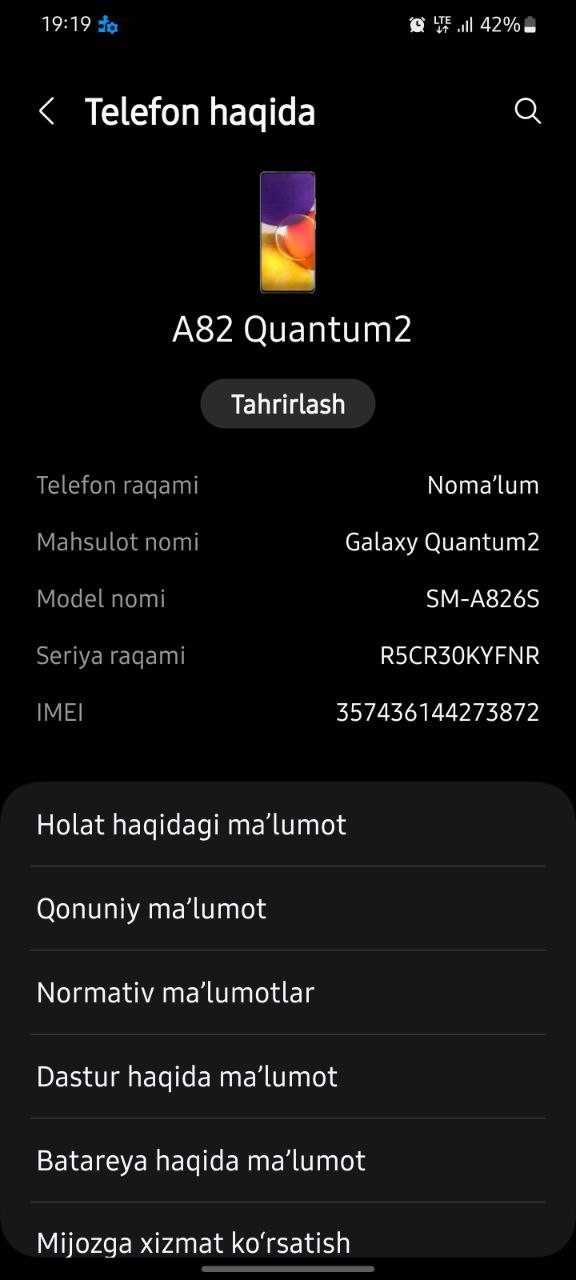 Samsung  A82 5g sotiladi