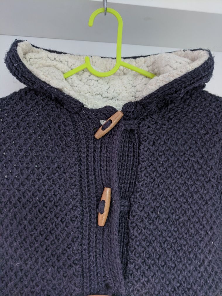 Jacheta Zara tricotată, îmblănită 9-10 ani, 134-140 cm