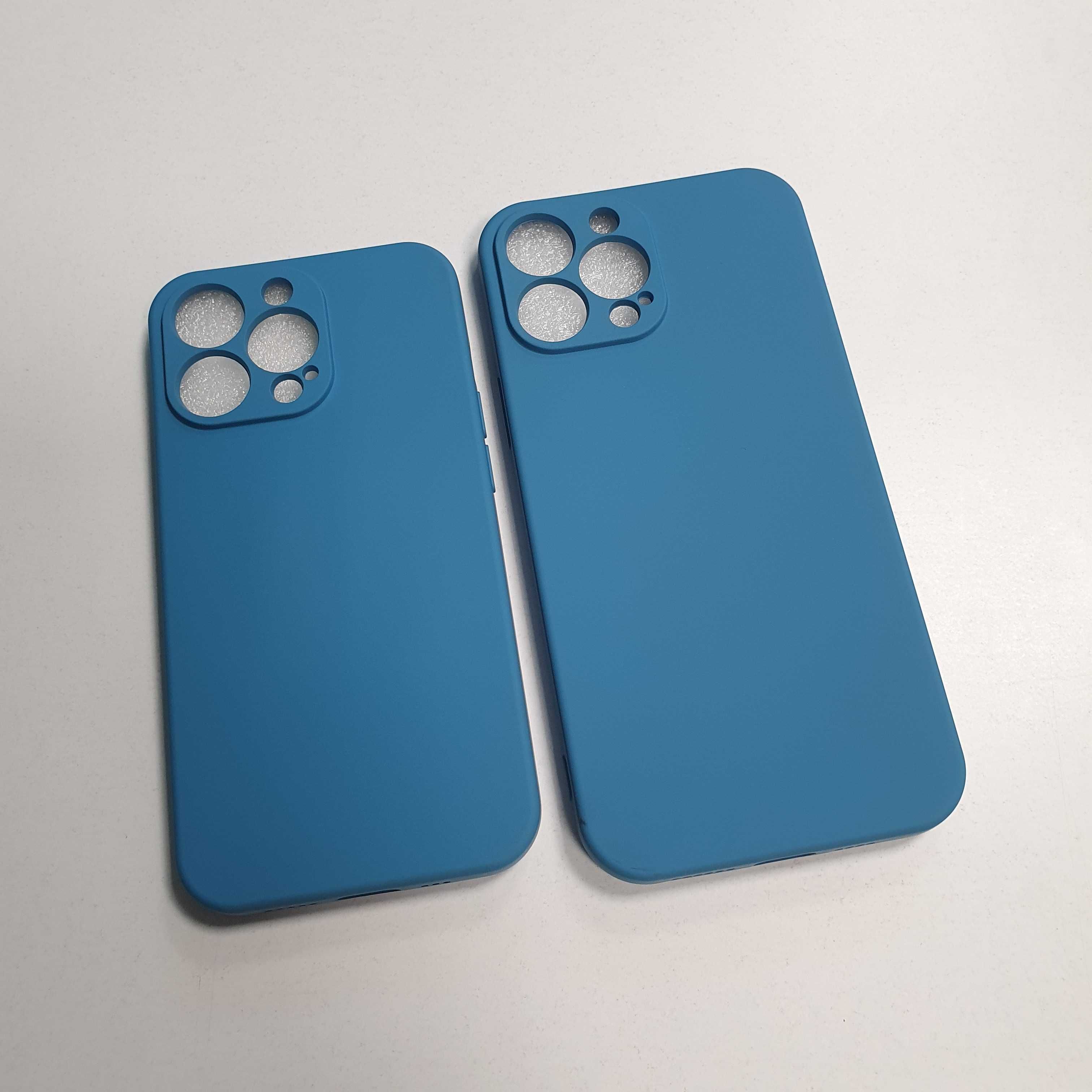 Husa iPhone 13 Pro - interior catifelat - protectie camera - albastru