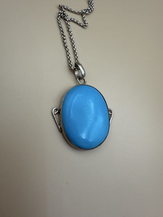 Lant din  argint si  pandantiv piatra albastra