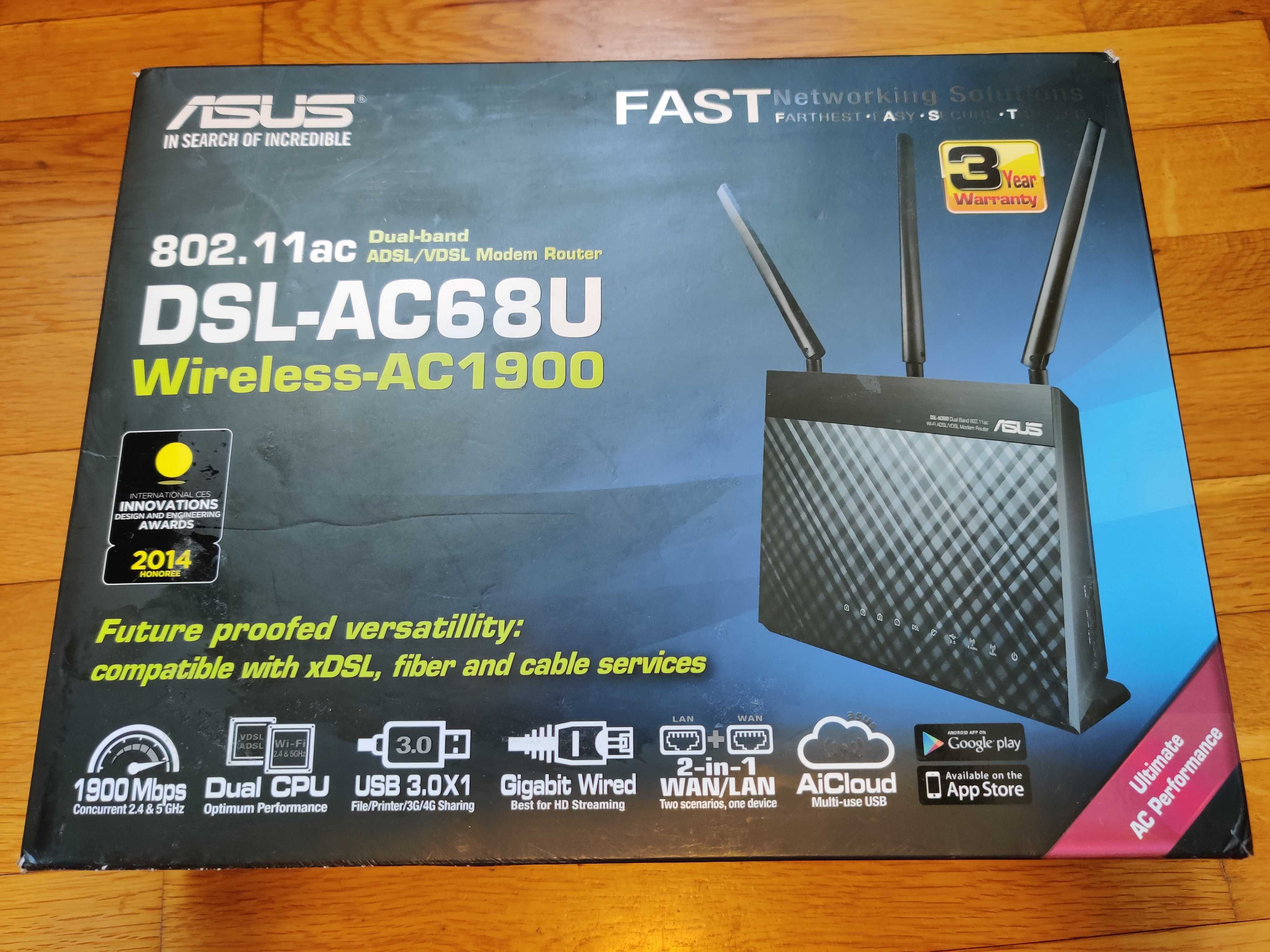 Гигабитов рутер - Asus RT-AC68U / DSL-AC68u (AC1900) - в гаранция