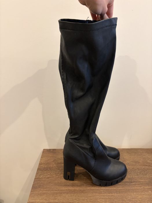 Лот черни кожени боти, ботуши и чизми 38 номер на ток