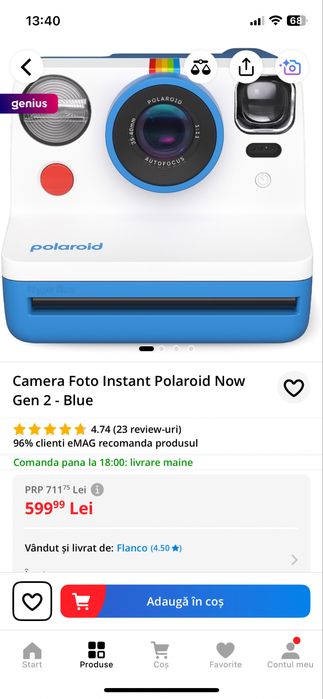 Camera Foto Instant Polaroid Gen 2 Blue Nou Sigilat !