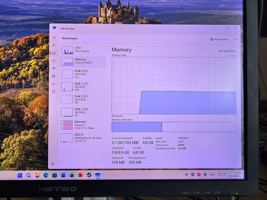 PC intel i5 2400 4x3.30 Ghz|R7 250 2GB|8GB RAM|128GB+240GB SSD+1TB HDD