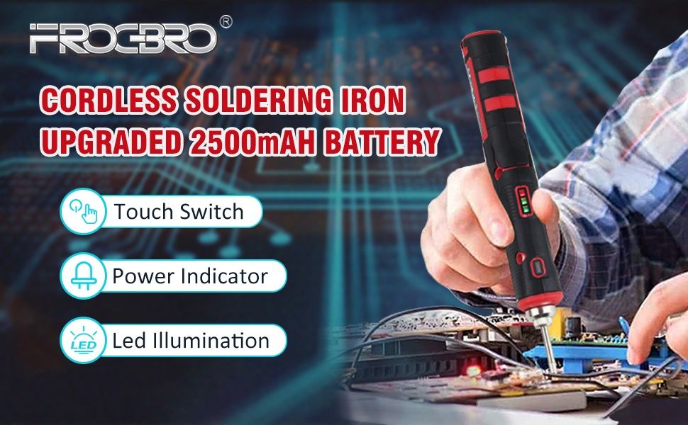 11W Безжичен поялник със стойка и USB-C зареждане, FrogBro LD006A-Pro