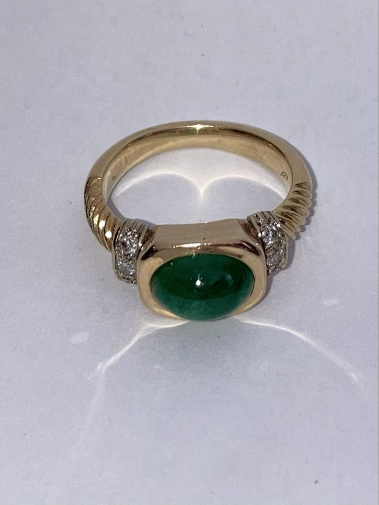 Inel aur galben 18kt.cu smarald si diamante