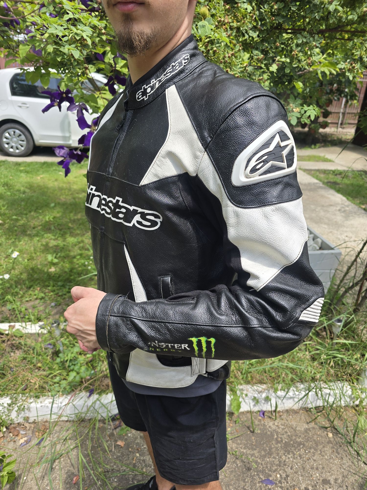 Geaca moto piele ALPINESTARS 50 M monster energy