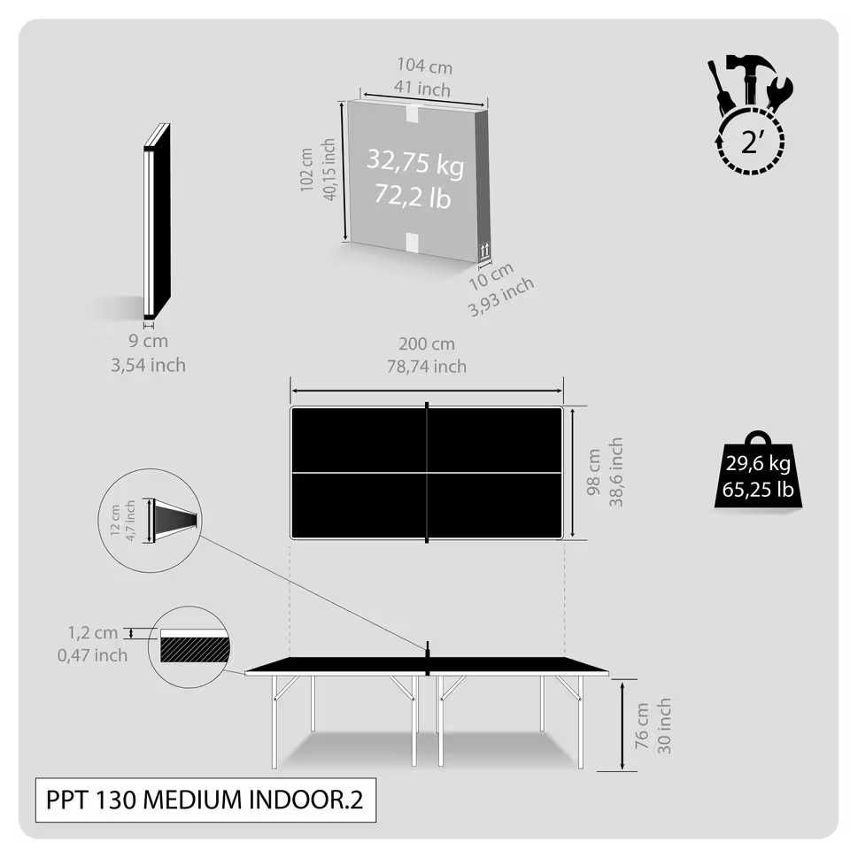 Masa tenis Pongori PPT 130, medium, stare perfecta, albastru