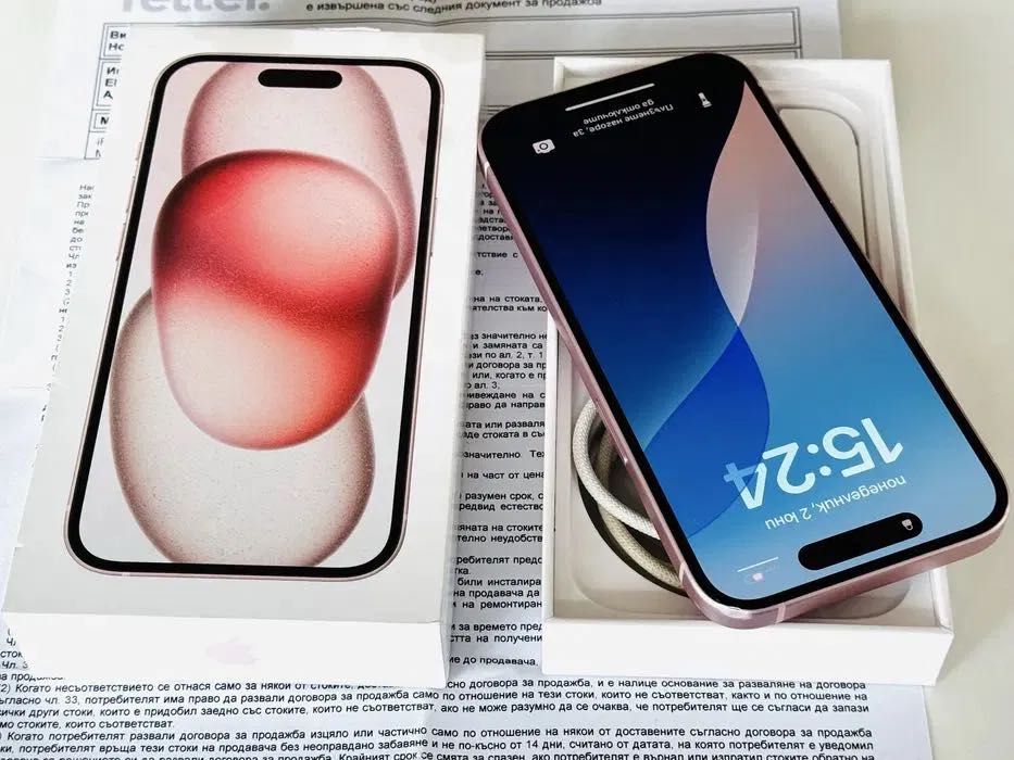 Iphone 15 128GB Pink Отличен! Гаранция Гаранция