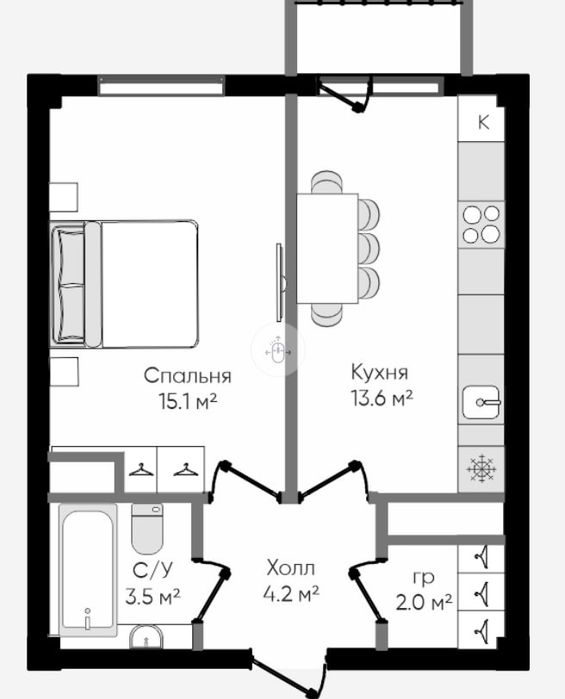 1 ком. ТРЦ КОМПАСС! Всего 25% взнос, 7,8млн/мес, рассрочка до 180 мес!