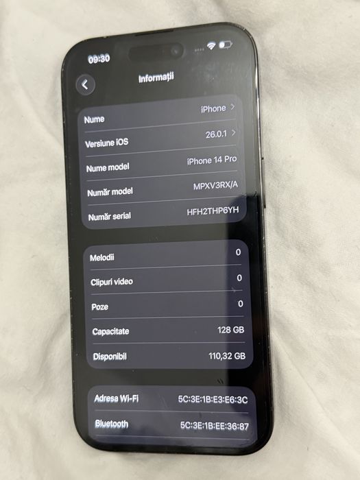 IPhone 14 PRO - 128GB - Baterie 100% + 2 HUSE + cablu