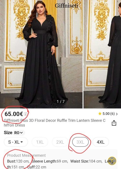 Rochie de seară, nouă, 2XL-3XL