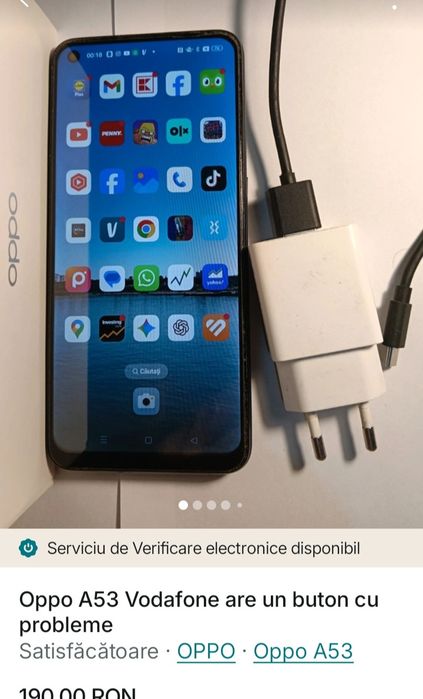 Oppo A53 cu o pb la butonul power