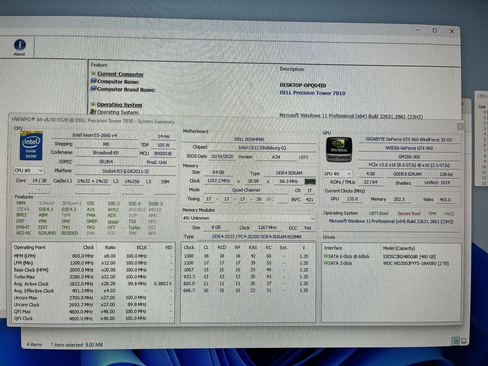 Dell Precision T7810 Workstation, 2xXeon, 64GB, 2.5TB