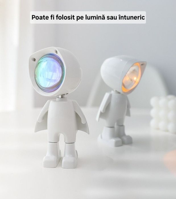 Proiector Astronaut 7culori. Intensitate reglabilă Touch. Reîncarcabil