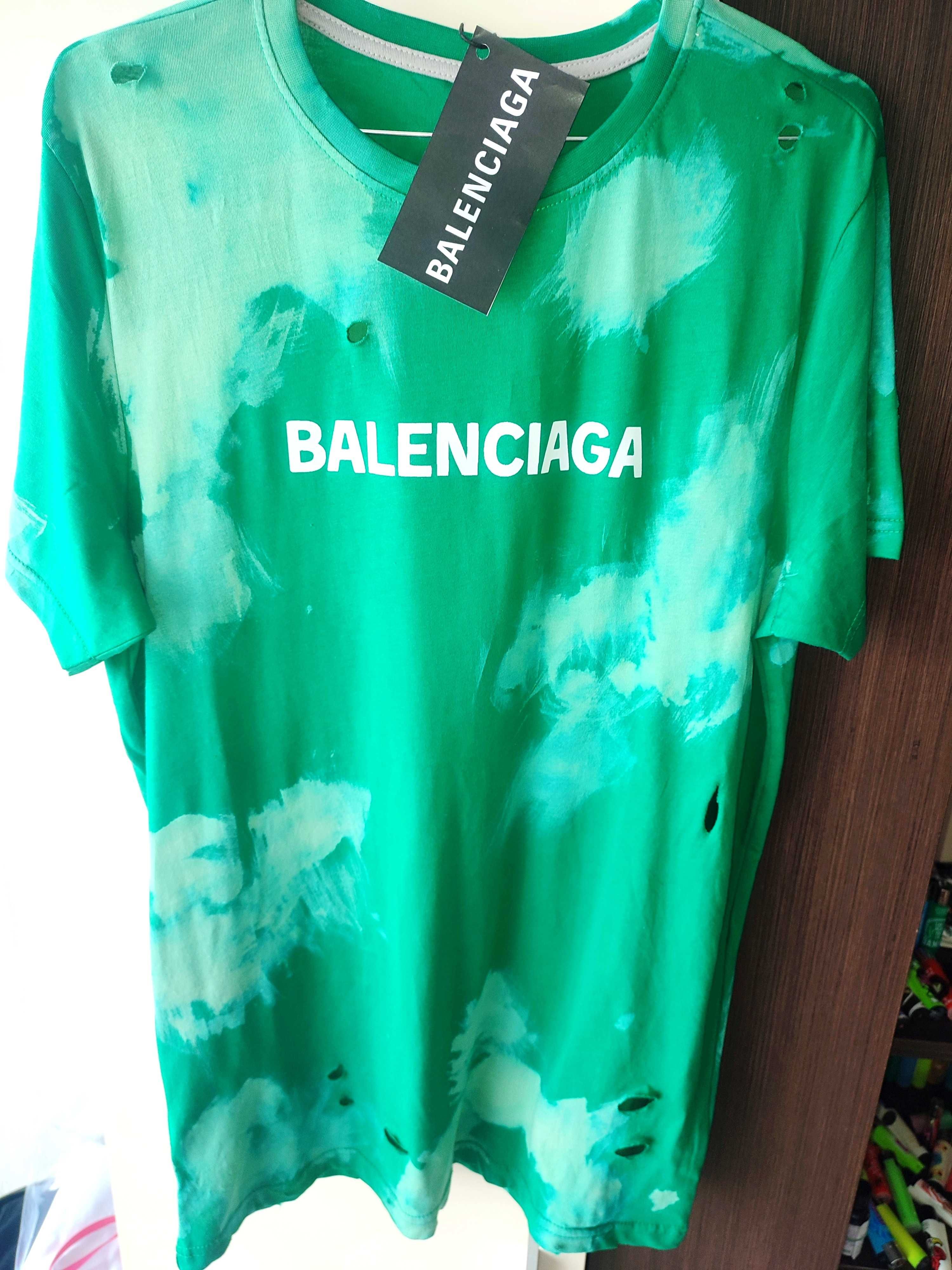 BALENCIAGA зелена мъжка тениска дизайнерска маркова , тениски
