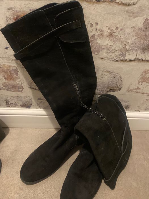 Дамски ботуши от естествена кожа и естествен велур