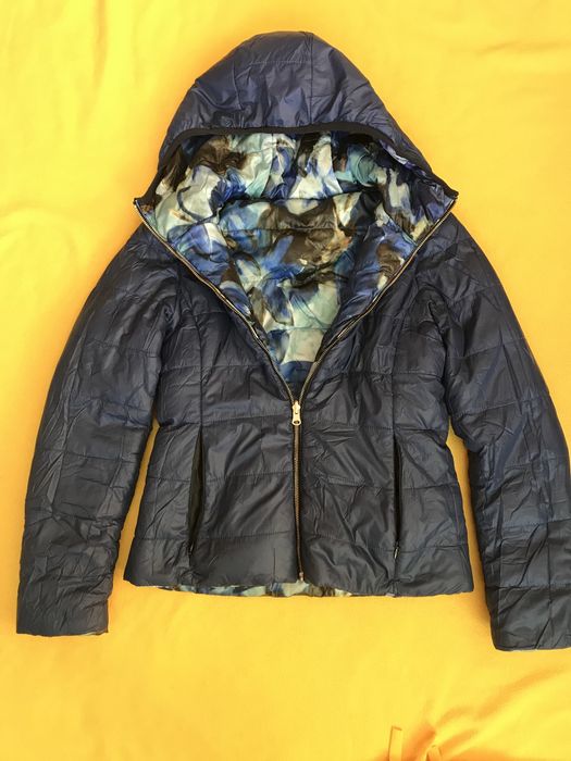 олекотено яке две лица двулицево вата пролет есен S/M пъстро индиго