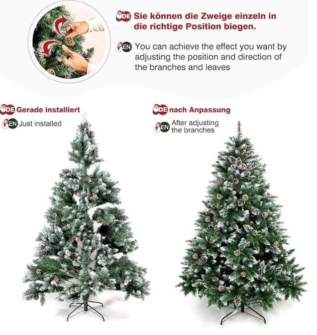 Brad artificial Yorbay 120 cm, Suport Metalic, Acoperit cu Zăpadă