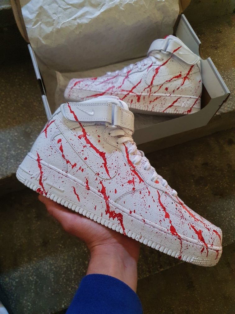 Adidasi nike air force 1 Mid Bloody custom(nu yeezy,jordan,adidas)