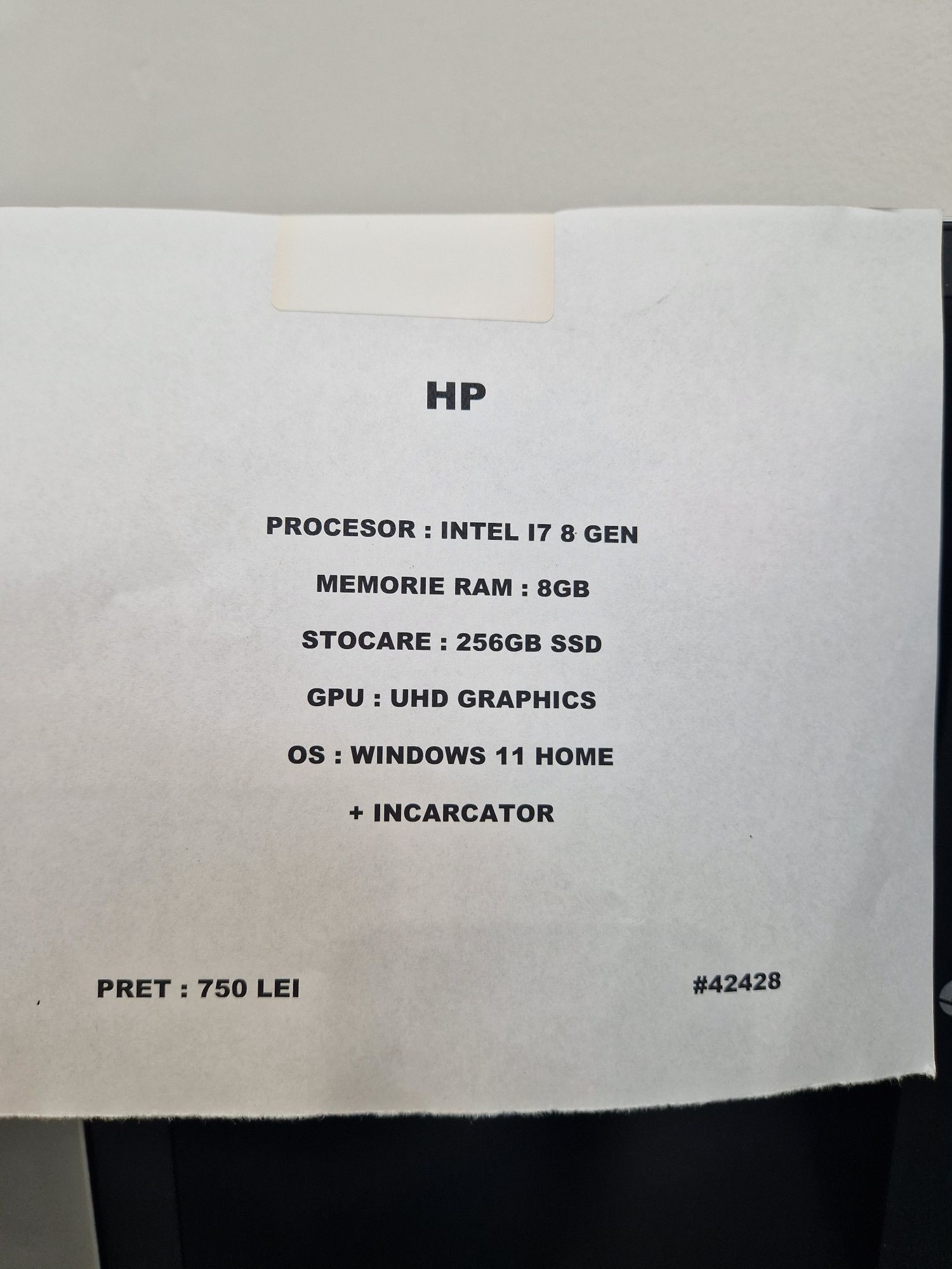 Laptop HP Intel i7 Gen 8 SSD 256 GB Ram 8 GB #42428
