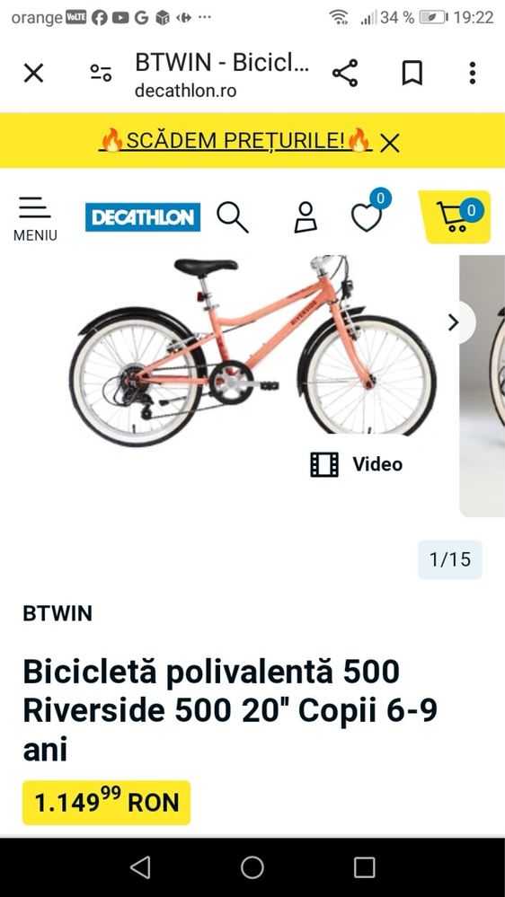 Bicicleta copii 500 Reverside 20”, 6-9 ani