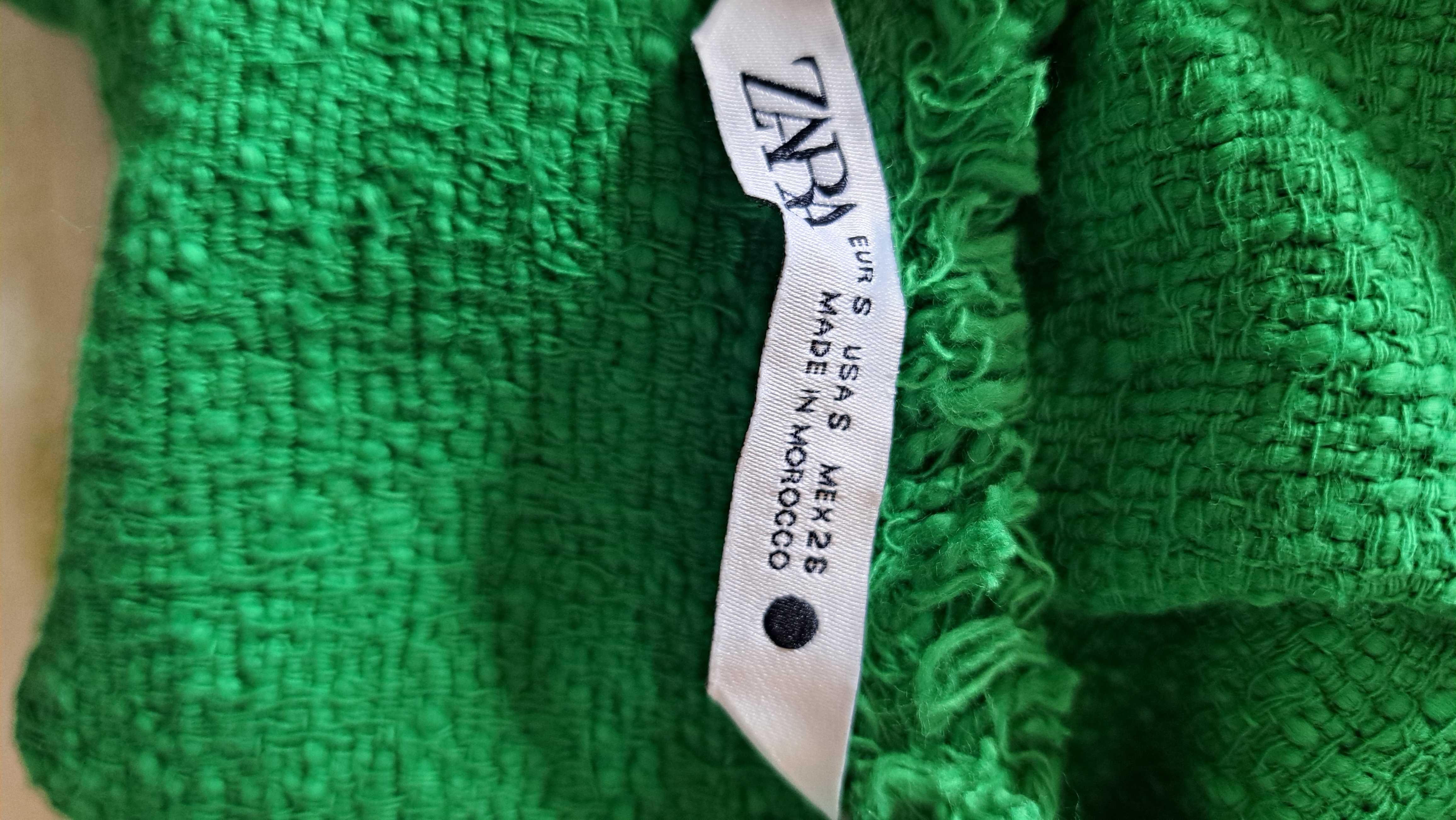 Рокля дълга Zara,със странична цепка  - памук ,тревисто зелена