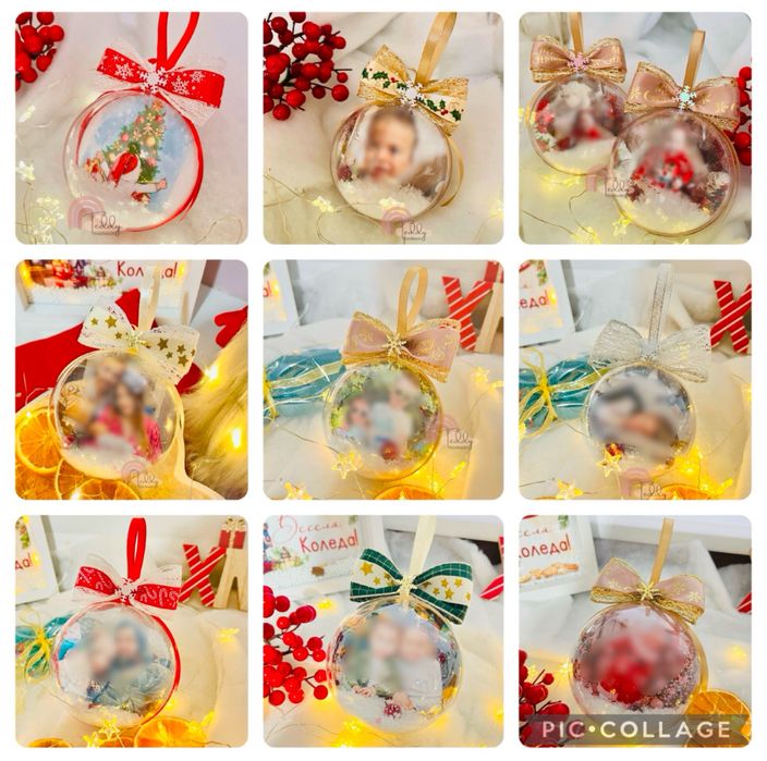 Коледна топка със снимка / Коледна декорация /Коледни топки със снимка